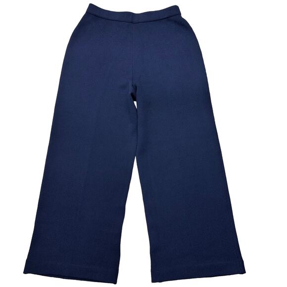St John Collection Blue Santana Knit Pants Size 6 Wool Blend Pull On Ankle Crop - Picture 7 of 15